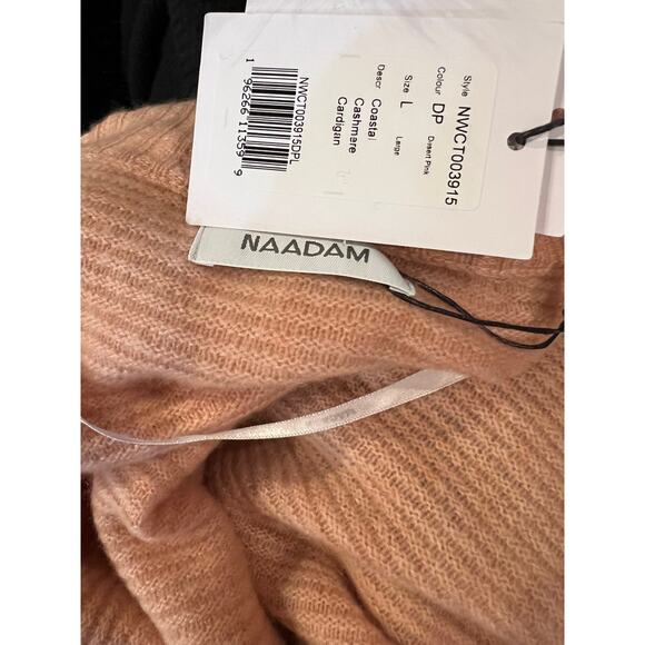 Naadam Ribbed Cocoon Cashmere Cardigan Sweater Desert Pink L - Picture 12 of 13